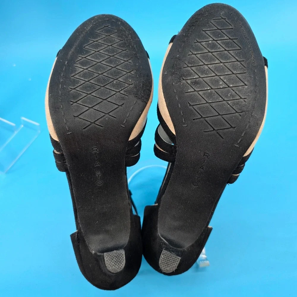 Rialto Ria Womens Black Beige Strappy Caged Dress Sandals Heels Size‎ 9M R6863Z